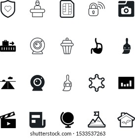 art vector icon set such as: carousel, cartoon, aircraft, cell, conveyor, mountain, digestive, earth, password, photograph, graph, website, man, report, successful, cinematography, achieve, biology