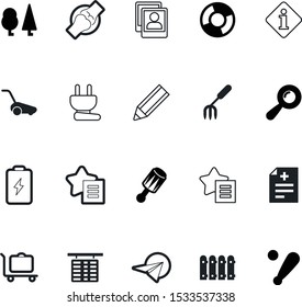 art vector icon set such as: picket, plus, desk, chart, natural, analysis, suitcase, bones, battery, arrival, pictogram, progress, singer, plank, office, airline, film, medic, gardening, cord