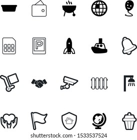 art vector icon set such as: agreement, grilling, balloon, logistic, surveillance, privacy, radiator, music, professional, vessel, mute, grill, purse, area, protect, cash, cctv, pool, doorbell