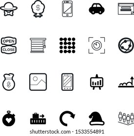 art vector icon set such as: deadline, android, sack, gallery, earth, money, globe, car, banner, partnership, trip, bank, community, employee, reminder, carousel, debt, heartbeat, airport