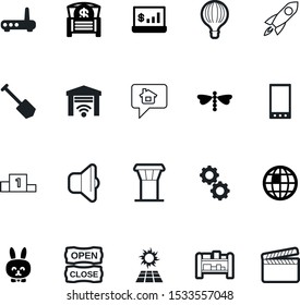 art vector icon set such as: video, broadband, panel, geography, adventure, galaxy, phone, sphere, fire, office, automobile, balloon, garden, cog, future, child, digital, production, dragonfly, tower