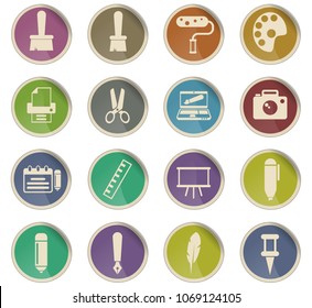 art vector icons in the form of round paper labels
