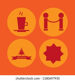  art vector icons set happy new year, velvet, islamic star and latte cup