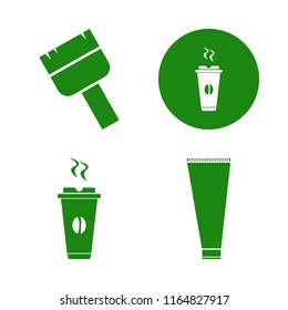 art vector icons set. with hot coffee, cream tube and paint brush in set
