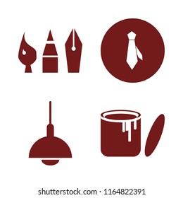 art vector icons set. with paint can, tie, drawing painting tools and chandelier in set