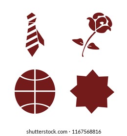 art vector icons set. with rose, islamic star, basketball ball and tie in set
