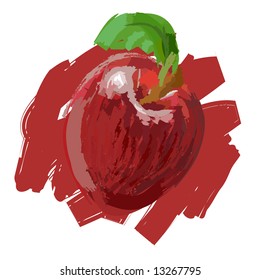 Art. Vector illustration of red apple