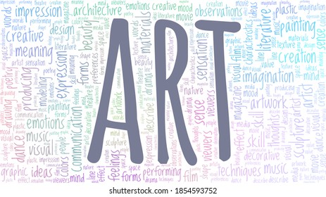 Art vector illustration word cloud isolated on a white background.