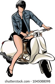 Art vector is the lady scooter