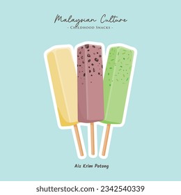 Art vector of Malaysian childhood snacks, Ice Cream Potong