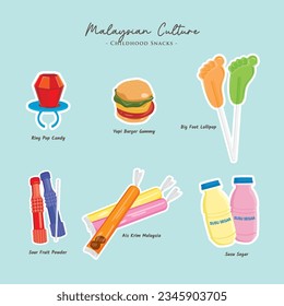 Art vector of Malaysian childhood snacks