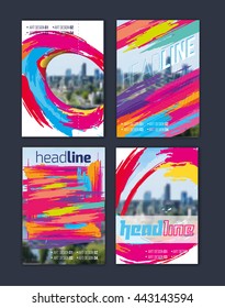 art vector set of art flyers templates brochures A4 size, abstract examples design for graphics , vintage design, imposed geometric dynamic pattern background