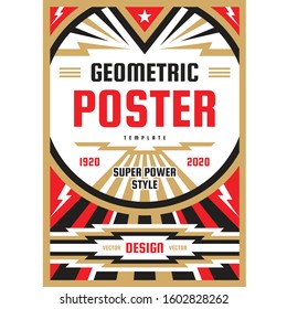 Art vertical poster template in heavy power style. National patriotism freedom vertical banner. Graphic design layout. Music concert rock concept vector illustration. Geometric abstract background. 