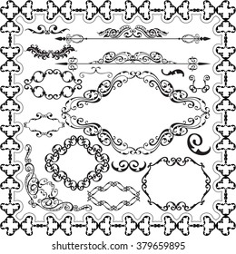 Art victorian old set isolated on white