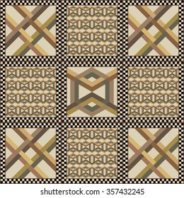 Art vintage abstract seamless pattern or texture (background). Ethnic geometric print. Fabric, cloth design, wallpaper, wrapping. Vector illustration.