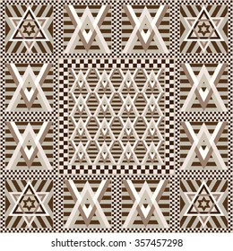 Art vintage abstract seamless pattern or texture (background). Ethnic geometric print. Fabric, cloth design, wallpaper, wrapping. Vector illustration.