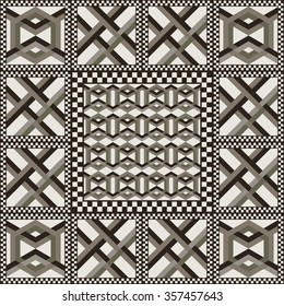 Art vintage abstract seamless pattern or texture (background). Ethnic geometric print. Fabric, cloth design, wallpaper, wrapping. Vector illustration.