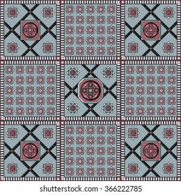 Art vintage abstract seamless pattern or texture (background). Ethnic geometric print. Suitable for tile, fabric, cloth design, wallpaper, wrapping. Vector illustration.