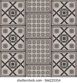 Art vintage abstract seamless pattern or texture (background). Ethnic geometric print. Suitable for tile, fabric, cloth design, wallpaper, wrapping. Vector illustration.