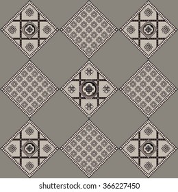 Art vintage abstract seamless pattern or texture (background). Ethnic geometric print. Suitable for tile, fabric, cloth design, wallpaper, wrapping. Vector illustration.