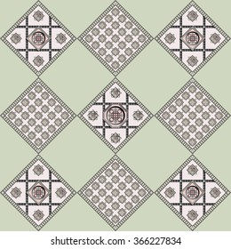 Art vintage abstract seamless pattern or texture (background). Ethnic geometric print. Suitable for tile, fabric, cloth design, wallpaper, wrapping. Vector illustration.