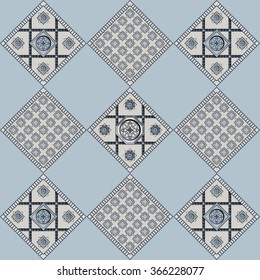 Art vintage abstract seamless pattern or texture (background). Ethnic geometric print. Suitable for tile, fabric, cloth design, wallpaper, wrapping. Vector illustration.