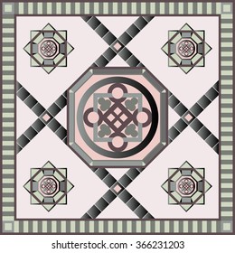 Art vintage abstract seamless pattern or texture (background). Ethnic geometric print. Suitable for tile, fabric, cloth design, wallpaper, wrapping. Vector illustration.