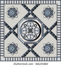 Art vintage abstract seamless pattern or texture (background). Ethnic geometric print. Suitable for tile, fabric, cloth design, wallpaper, wrapping. Vector illustration.