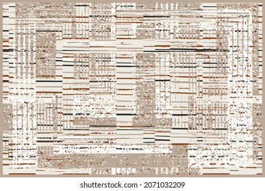 Art vintage, American geometric natural painted ancient texture, plaid traditional classical carpet, rug pattern design distressed background. Tie dyed texture modern digital floor Illustration.