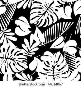 art vintage autumn leaves ornamental black and white monochrome background