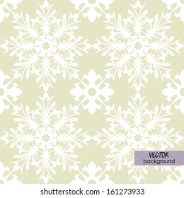 patrón inoxidable del damasco vintage de arte, adorno blanco sobre fondo beige en vector; #7 de la colección