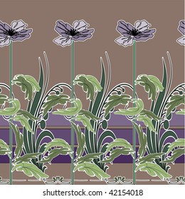 art vintage deco stylization floral background seamless pattern
