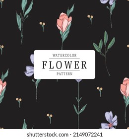 Art of vintage flower in watercolor style wallpaper image in a botanical seamless pattern 