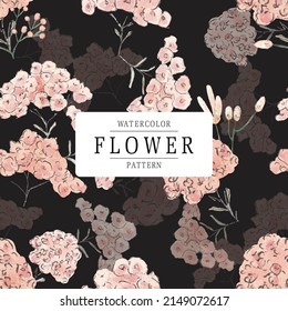 Art of vintage flower in watercolor style wallpaper image in a botanical seamless pattern 
