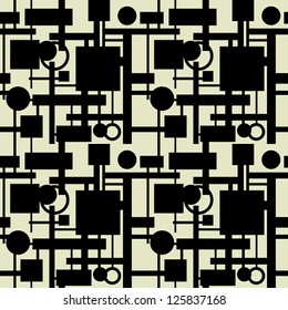 art vintage geometric seamless pattern, monochrome background with black and white