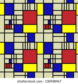 art vintage geometric seamless pattern background in Mondrian style