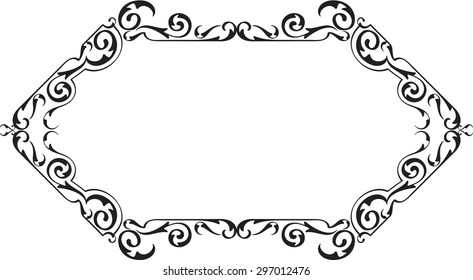 Art vintage swirll greeting frame on white