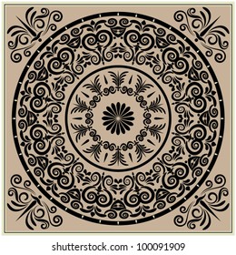 art vintage vector rosette of damask ornament