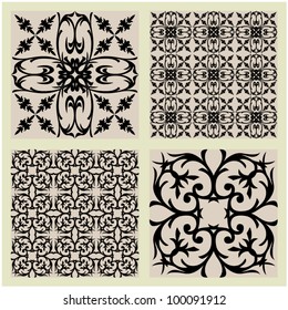 art vintage vector set 8 of damask  pattern background