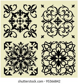 conjunto vectorial vintage de arte 9 de fondo de patrón damasco
