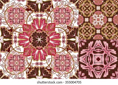 Art vintage vector set of damask  pattern background. Seamless Vintage Background Collection - Victorian Tile in vector.