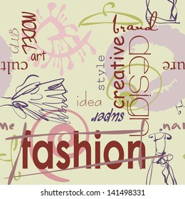 art vintage word pattern, fashion light background