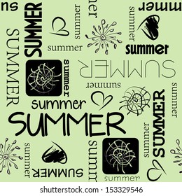 fondo de verano de patrón de palabras vintage de arte en colores verde y negro