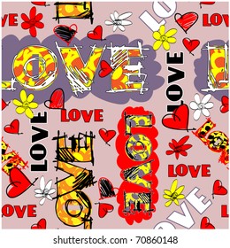 art vintage word pattern vector background for valentine day