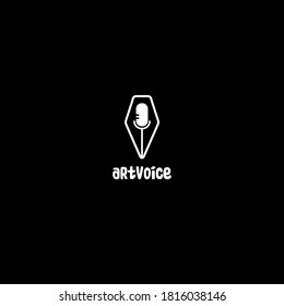 art voice pen microphone podcast writer creative logo ideas vector template