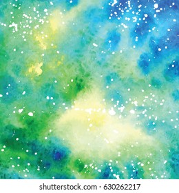 Art of watercolor stains of paint on watercolor paper. Grunge abstract vector background