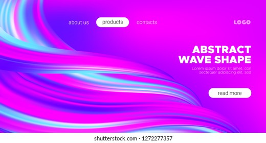 Art Waves, Flow Background. Abstract Liquid Shape in Movement. Landing Page Template, Art Vector Futuristic Design. Fluid Motion, Colorful Banner with 3d Effect. Brush Strokes Splash Concept, Artwork.