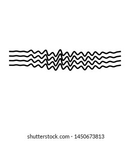 art wavy line four horizontal curved lines random effect black monochrome design element isolated on white vector template background