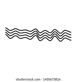 art wavy line four horizontal curved lines random effect black monochrome design element isolated on white vector template background