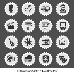 art web icons stylized postage stamp for user interface design